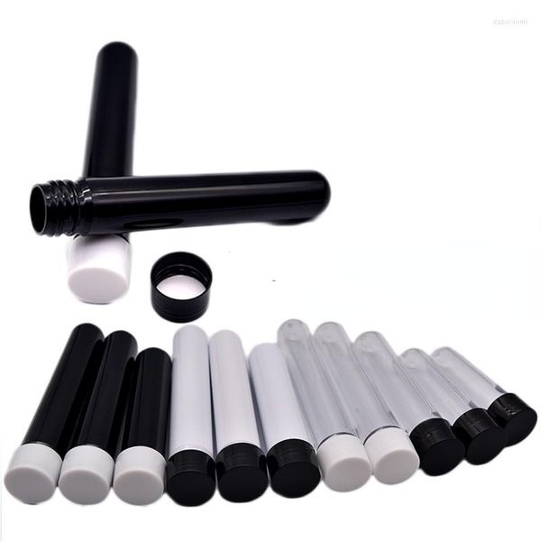 Bouteilles De Stockage 10PCS Blanc Noir En Plastique 30ml 25ml 20ml 15ml 10ml Transparent Tube À Essai Bouteille Petit Pot Bonbons Msg Perle Épices Café