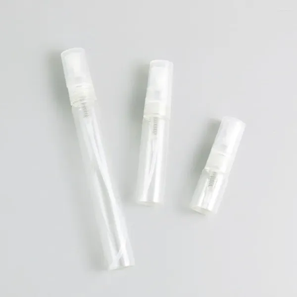 Botellas de almacenamiento 10 Uds X 2ml 5ml 10ml Mini botella de Perfume de plástico vacía pequeña promoción muestra atomizador envases cosméticos