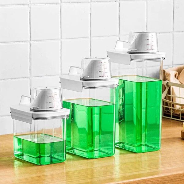 Bouteilles de stockage 1100/1800/2300Ml, distributeur de détergent à lessive réutilisable, récipient scellé pour réservoir de céréales et divers