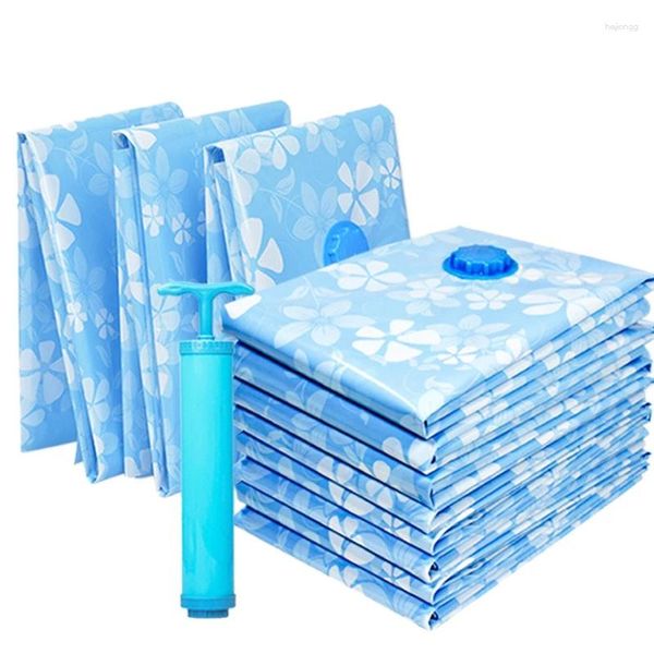 Bouteilles de rangement 11 pc Sac à vide épaissis pour compression en tissu réutilisable Couverture de vêtements de courtepointe avec pompe à main