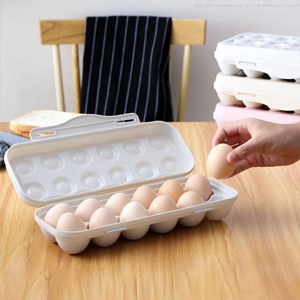 Bouteilles de stockage 12/18 grilles boîte à oeufs réfrigérateur oeuf empilable support en plastique plateau réfrigérateur organisateur de nourriture outils de cuisine