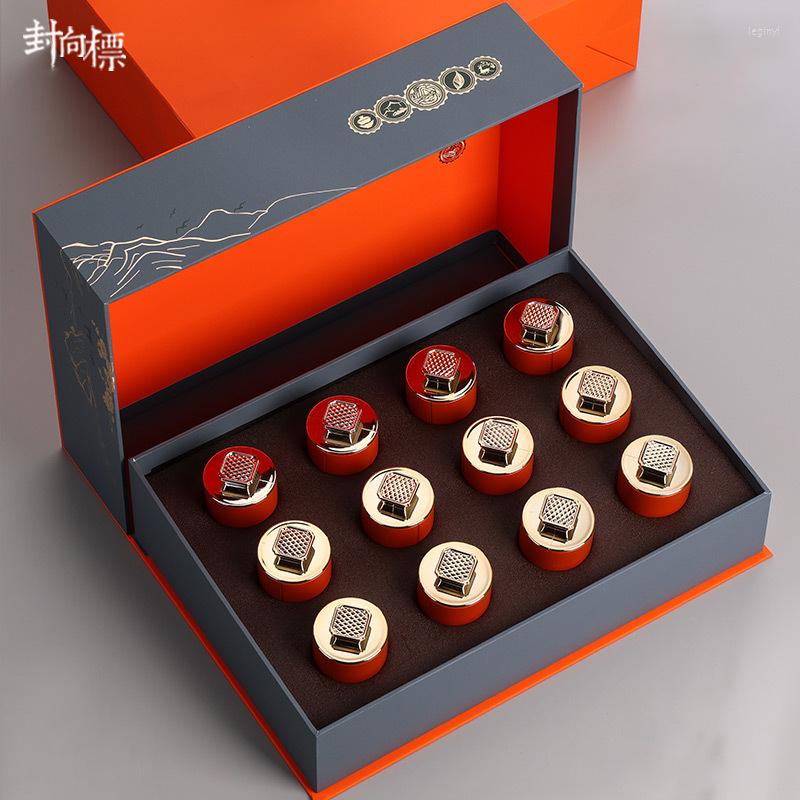 Luxury Metal Tea Jar Box Organizer - Small 12/18 Inch ikea storage bottles glass for Longjing, Creative Gift Packing