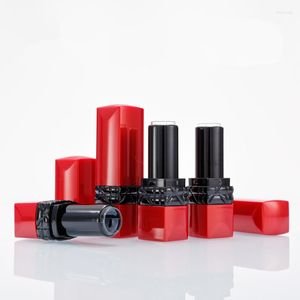 Opslagflessen 12,1 mm doe -het -zelf lege lippenstiftbuizen topkwaliteit rode glans vierkante kast cosmetica verpakking voor vrouwen reizen 20 stks/lot