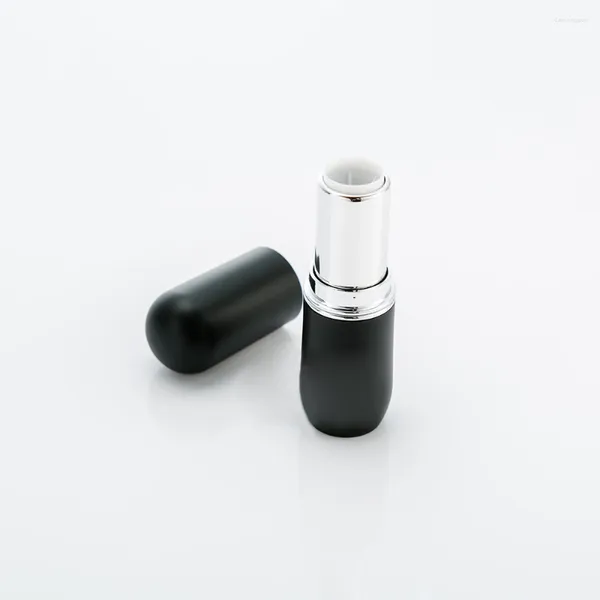 Botellas de almacenamiento de 12.1 mm Contenedor de labios de lujo Cabeza redonda de lápiz labial rosa negro tubo vacío