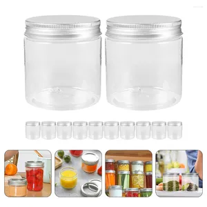 Opslagflessen 12 pc's aluminium deksel metselaar potten fruit klein met voedselreiscontainer huisdier plastic multifunctioneel