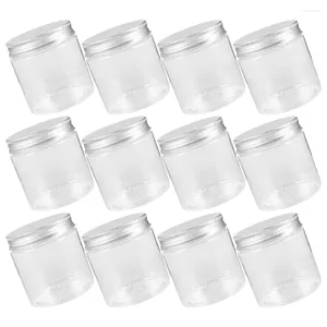 Bouteilles de stockage 12 pcs Couvercle en aluminium Mason Jars Clear avec couvercle Jam Pet Plastic Can Fruit