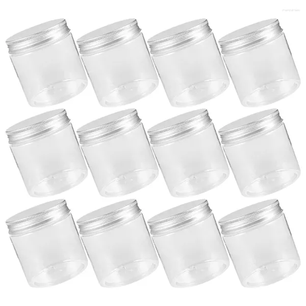 Bouteilles de stockage 12 pcs Couvercle en aluminium Mason Jars Clear avec couvercle Jam Pet Plastic Can Fruit