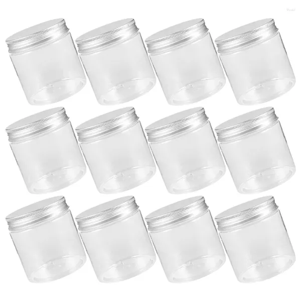 Botellas de almacenamiento 12 PCS Tapa de aluminio Masón Jares pequeños con mini tapa de sellado de recipiente transparente Vidrio de plástico para mascotas selladas