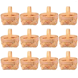 Bouteilles de stockage 12 pièces boîtes de faveur de Pâques Mini panier de fleurs artisanat en bois pour enfants Miniature minuscule articles de toilette tissés filles Shopping