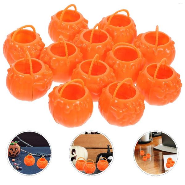 Bouteilles de rangement 12 pcs Halloween Witch Bucket Mini Cauldron Kettles Candy Jar Miniature Jouets décorations Cauldrons Bagued Pots Plastique