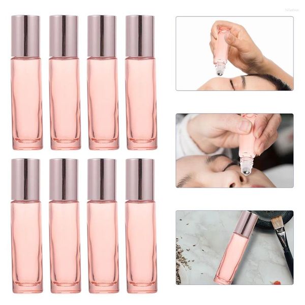 Botellas de almacenamiento 12 PCS Roller Ball Botella de aceite esencial Maquillaje Contenedores de artículos de tocador Terrario de vidrio de viaje esmerilado