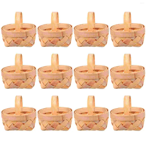 Bouteilles de stockage 12 pièces panier tissé ornements pour la maison Snack conteneur décorations paniers portables Camping articles de toilette copeaux de bois