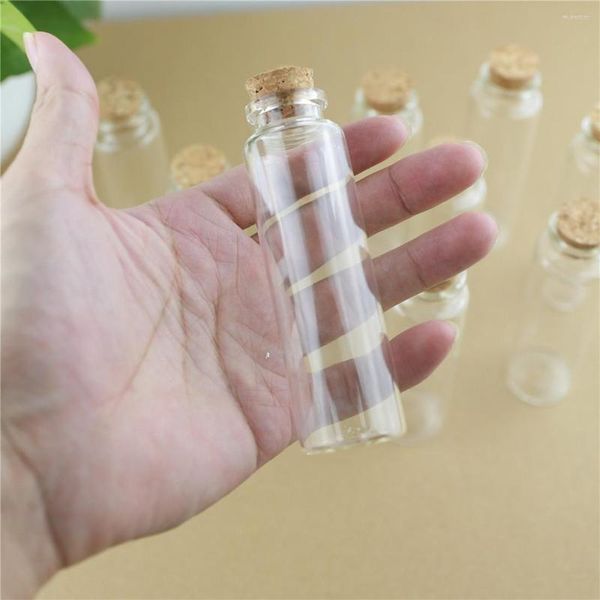 Botellas de almacenamiento 12 piezas 30 100 mm 50 ml Corchos Tapón de botella de vidrio Artesanías Frascos Mini Transparente Vacío DIY Deseando Pequeño regalo