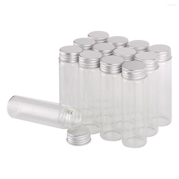 Botellas de almacenamiento 12 piezas Frascos de vidrio de 50 ml para dulces con tapas superiores de aluminio Contenedor de especias vacío 30 100 mm para favores de boda