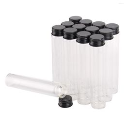 Botellas de almacenamiento 12 piezas 80ml frascos de vidrio viales terrario con tapas de aluminio negro tamaño 30 150mm para favores de boda regalo manualidades DIY