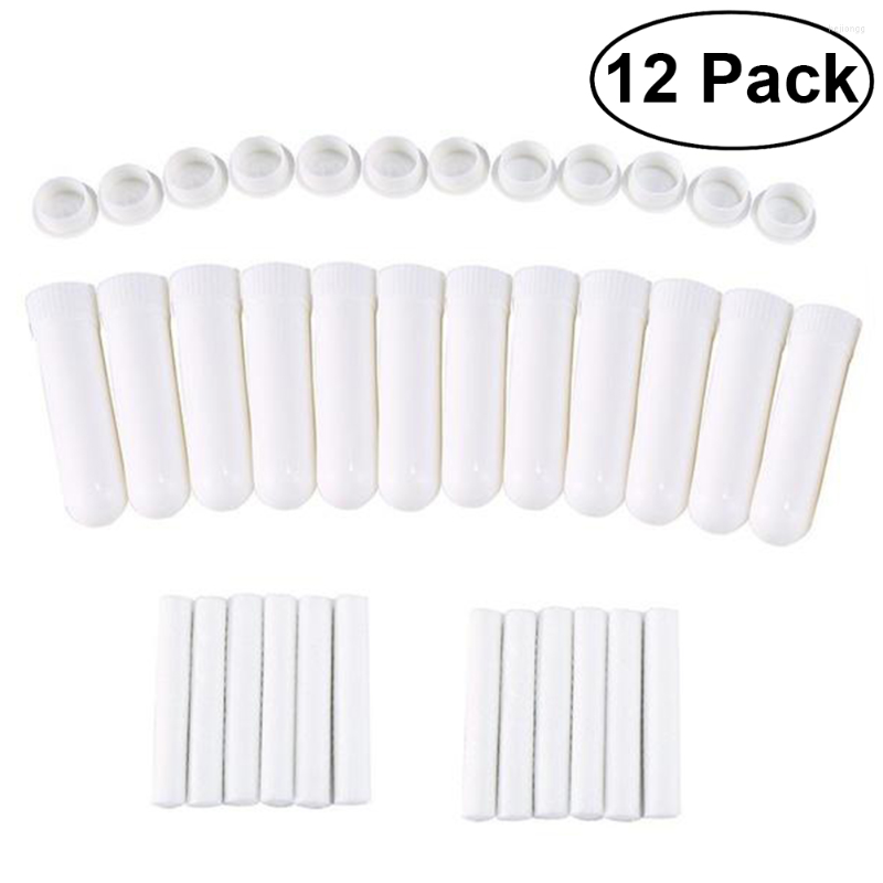 Garrafas de armazenamento 12 conjuntos do inalador Stick Kit de vias aéreas nasal Tubo em branco Nasofaríngeo vazio