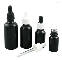 Opslagflessen 12 X 100 ml 50 ml 30 ml 20 ml 15 ml 10 ml 5 ml Shining Black Glass Essentiële Olie Druppelflesje Flesjes Cosmetische Containers