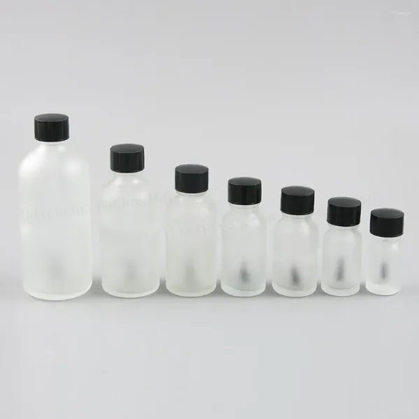 Botellas de almacenamiento 12 X 5 ml 10 ml 15 ml 20 ml 30 ml 50 ml 100 ml Botella de aceite esencial de vidrio esmerilado con tapa de cepillo Contenedor de botella de esmalte de uñas