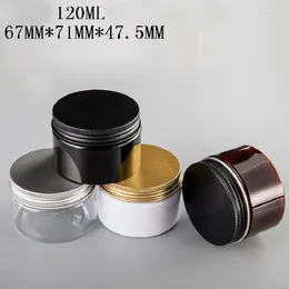 Bouteilles de rangement 120g 120 ml Jar de récipient cosmétique Pot pour animaux de compagnie vide avec couvercle en aluminium Boîte poudre en poudre Masque pour le visage Dia 71 mm