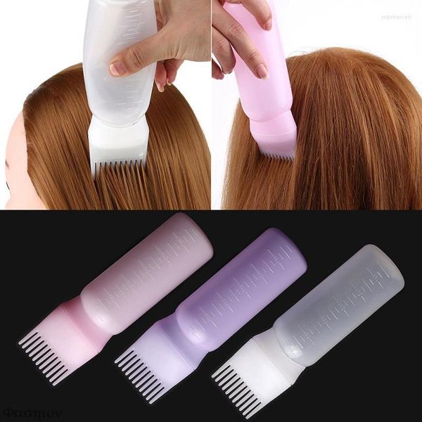 Botellas de almacenamiento 120ml Peine Herramienta Aplicador Salón Coloración Dispensación Peluquería Tinte Plástico Cabello Herramientas multifuncionales Salones Botella