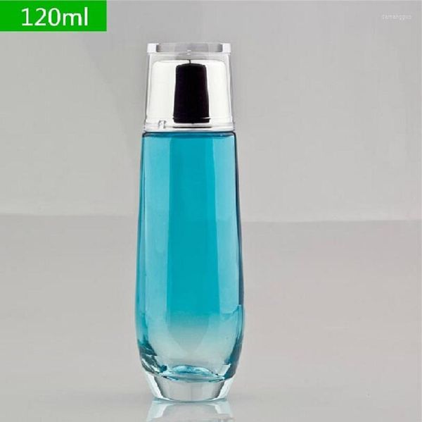 Bouteilles de stockage 120 ml dégradé bleu bouteille en verre Lotion/émulsion/sérum/toner toilette/eau de fleur fond de teint Essence soins de la peau cosmétique