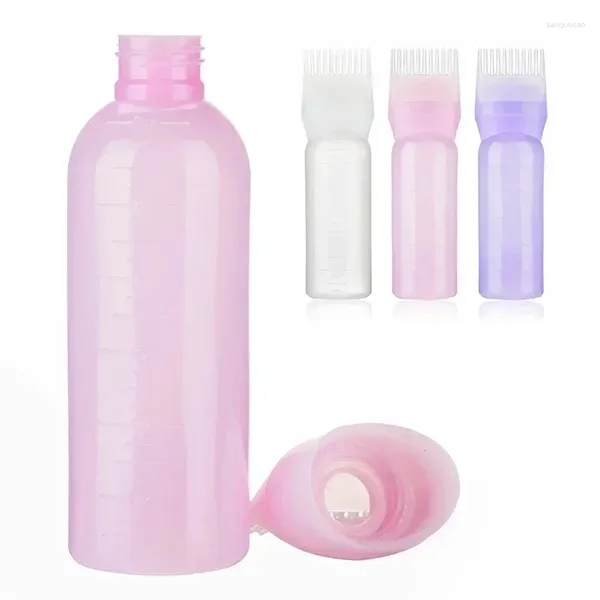 Botellas de almacenamiento 120 ml Botella aplicadora de aceite para el cabello Peluquería Champú Tinte Recargable Colorante Herramientas de peinado