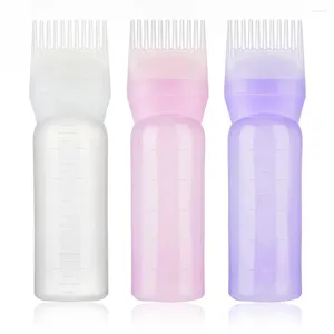 Bouteilles de stockage 120 ml multicolore en plastique colorant capillaire bouteille rechargeable applicateur peigne distribution salon coloration coiffure outil de coiffure