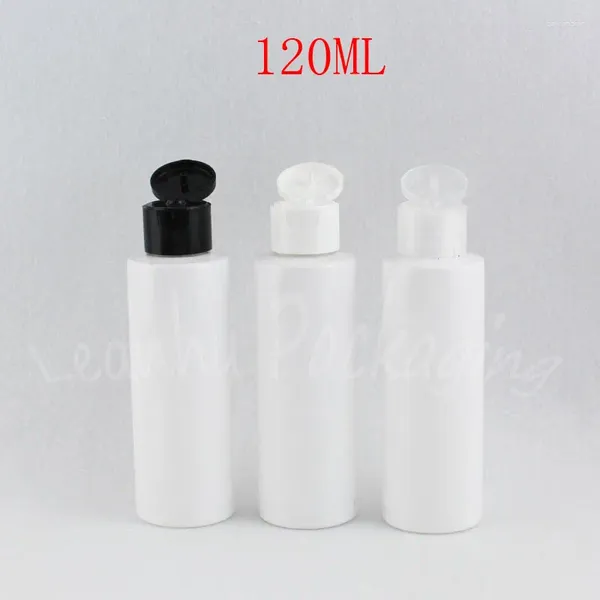 Botellas de almacenamiento 120ML Botella de plástico de hombro plano blanco 120CC Gel de ducha / champú Embalaje de viaje Envase cosmético vacío