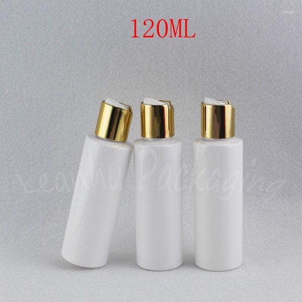 Botellas de almacenamiento 120ML Botella de plástico de hombro plano blanco 120CC Loción / Champú Envase Cosmético Vacío (50 PC / Lot)