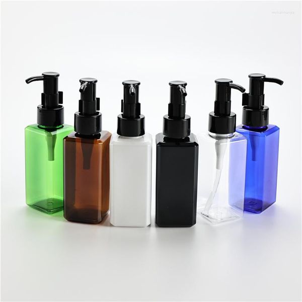 Bouteilles de stockage 120ml X 40 vides en plastique carré avec pompe à huile noir brun clair récipients d'emballage de Massage essentiels