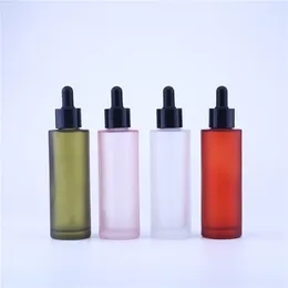 Storage Bottles 120PCS 100ML PINK Frosted Glass Dropper Bottle Empty Cosmetic Packaging Container Vials Essential Oil 4Colors