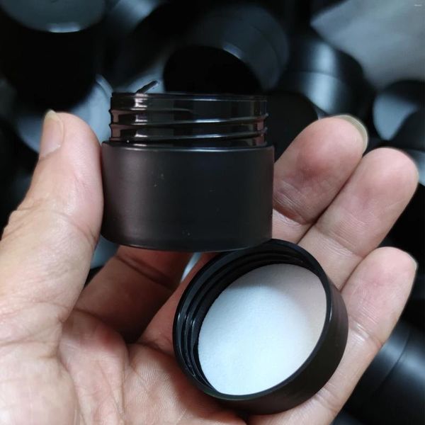 Botellas de almacenamiento 120pcs/paquete 15 g de plástico negro redondo jarro de maquillaje vacío marinero crema para la cara recipiente cosmético recargable