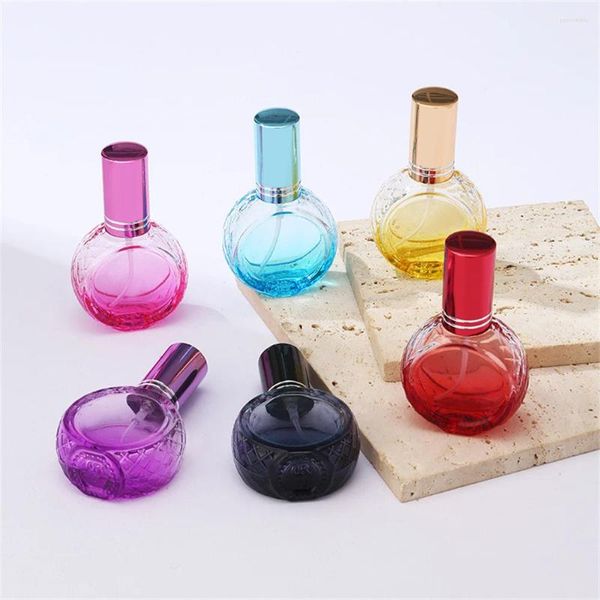 Bouteilles de rangement 12 ml de parfum de parfum en verre de couleur ronde