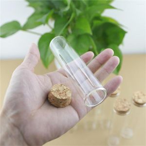 Opslag Flessen 12 stks 30 120mm 60 ml Kurk Glazen Flessenstop Pittige Kleine Transparante Container Potten Flesjes DIY Craft