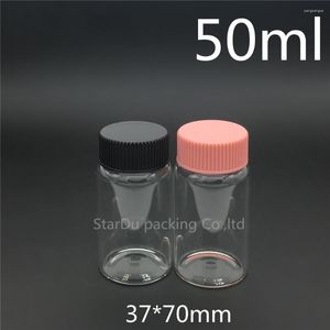 Opslagflessen 12 stks 37 70 mm 50 ml schroefhals glazen fles met plastic dop voor azijn of alcohol carft/opslag snoep