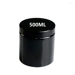 Bouteilles de stockage 12 pièces 500g vide grand récipient cosmétique noir pot de crème pour les mains en plastique pour l'emballage de nettoyant pour le visage