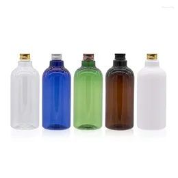 Opslagflessen 12 stuks 500 ml lege bruine helder witte PET-fles met aluminium dop voor shampoo vloeibare zeep persoonlijke verzorging cosmetische verpakking