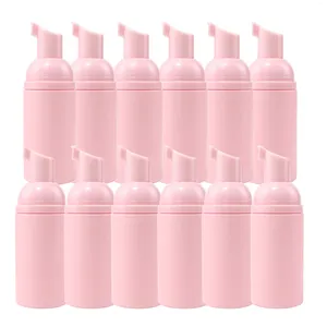 Bouteilles de rangement 12pcs 60 ml de bouteille de bouteille en mousse rose vif mousse de liquise dispensateur de shampooing en plastique