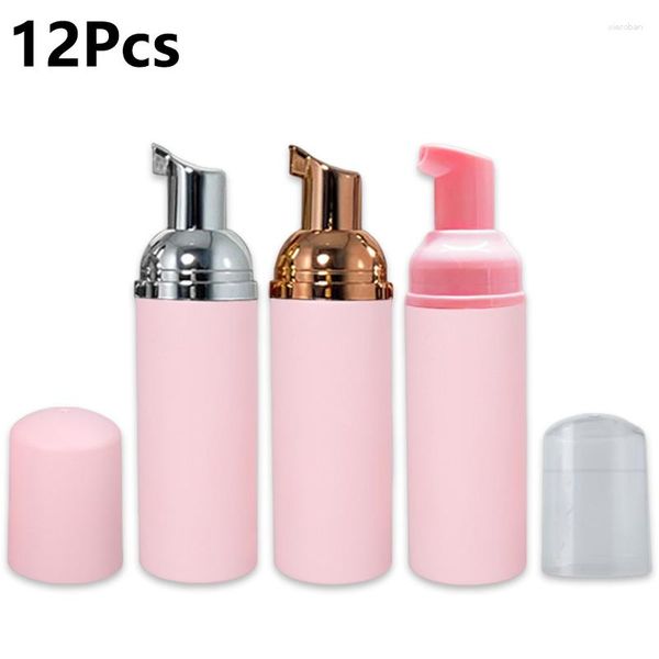 Bouteilles De Stockage 12 Pcs 60 ml Vide Givré Mousse Rose Portable Shampooing Lotion Pompe Rechargeable Mousse Cosmétique Conteneurs Pour Voyage