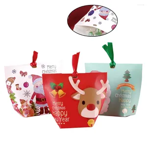 Opslagflessen 12 stks kerstkoepboxen Biscuit Holder Geschenkcontainer feestartikelen (Red Elk White Background Santa Green