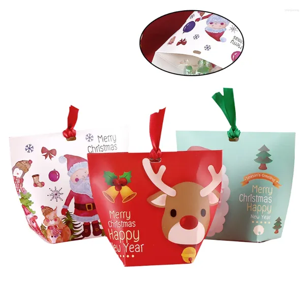 Bouteilles de rangement 12pcs Boîtes de bonbons de Noël Biscuit Biscuit Gift Container Party Supplies (Red Elk White Fondant Santa Green