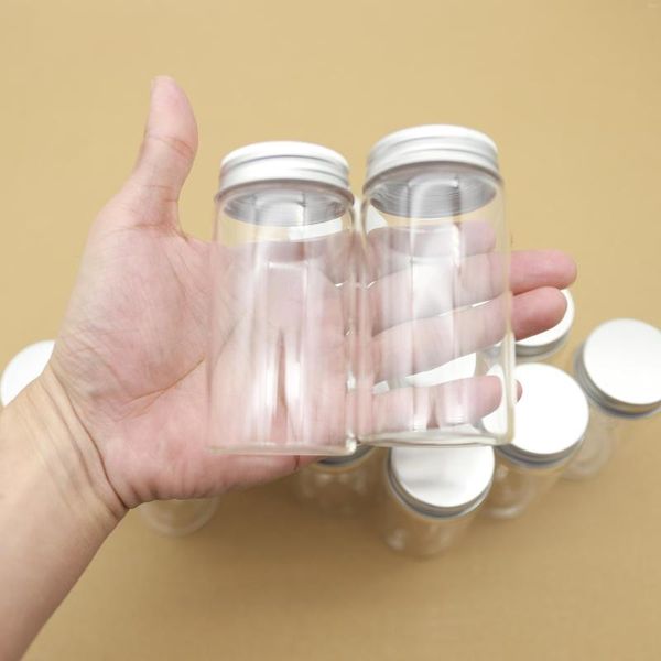 Bouteilles de stockage 12 pcs/lot 47 90mm 120 ml petit flacon en verre bocaux argent bouchon à vis Mini bricolage artisanat Transparent vide