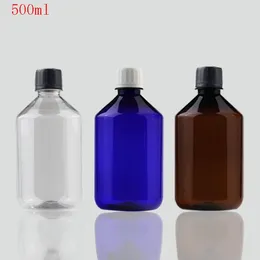 Bouteilles de rangement 12pcs / lot 500 ml Brun Bleu Clear Netroproping Lid Pet Pet Bottle Conteneur pour emballage cosmétique 17 oz Soins de la peau d'eau de rose