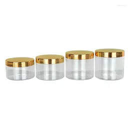 Bouteilles de rangement 12pcs / lot 500 ml Refill Bottle Cream Jar Clear 89dia.Gossy Gold Lid Skincare Pot Cosmetic Cosmetic