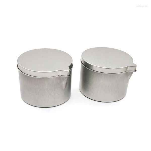 Bouteilles de stockage 12 pièces boîtes à bougies en métal rondes contenants de pots de bricolage pour faire 190 ml support de fonte de cire avec bec pratique