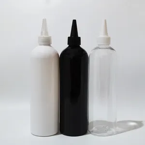 Opslag Flessen 14 Stuks 400 Ml Zwart/Wit Plastic Fles Met Puntige Mond Deksel Twisted Cap Pet Container Diy cosmetische Verpakking