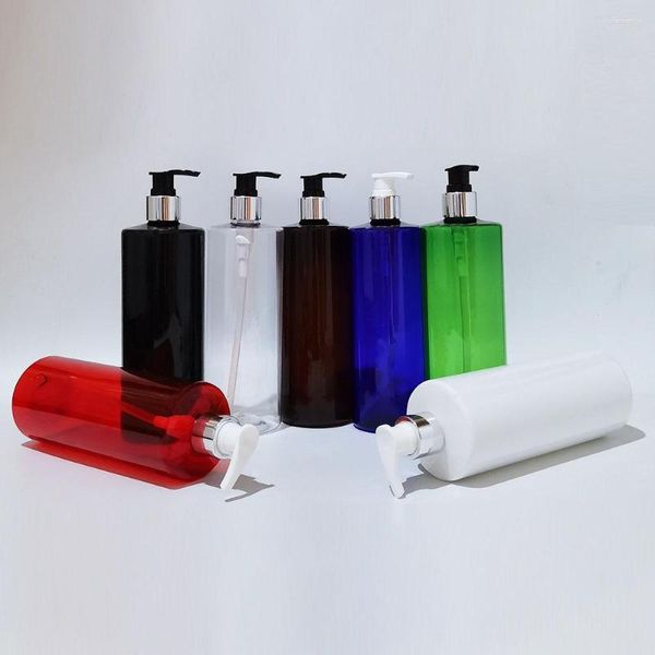 Botellas de almacenamiento, 14 Uds., bomba de loción de plástico de 500ML, contenedor de maquillaje cosmético, botella de Gel de ducha de champú de aluminio plateado para mascotas