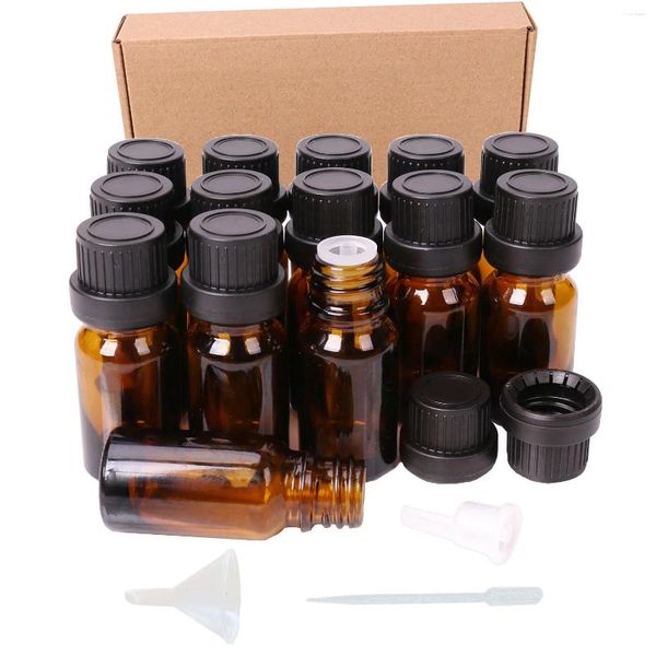 Botellas de almacenamiento 14 piezas/lotes perfumes dram vacío vaso ámbar 10ml aceites esenciales viales de muestra de muestra de prueba garrafa europper