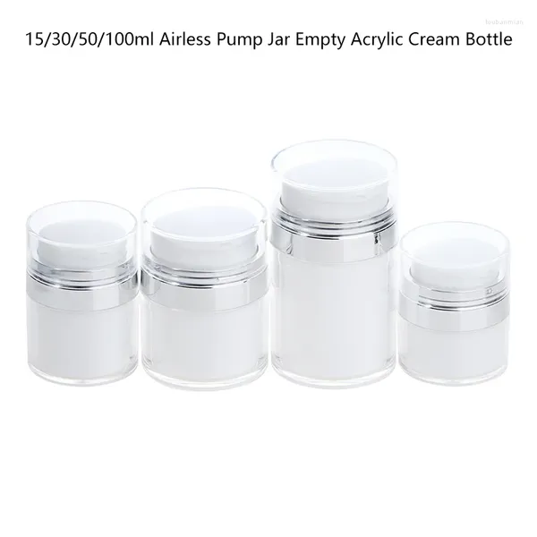 Bouteilles de stockage 15/30/50/100 ml pot de pompe sans air vide bouteille de crème acrylique rechargeable cosmétique facile à utiliser conteneur portable maquillage de voyage