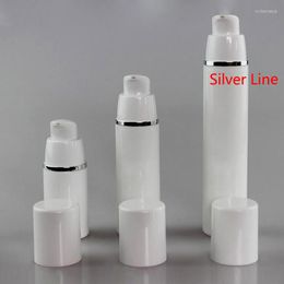 Opslagflessen 15/30/50 ml Lege Airless Silver/Gold/Dark Purple Lijn Plastic behandeling Pomp Travel Cosmetische lotionfles 10 stks/Lot